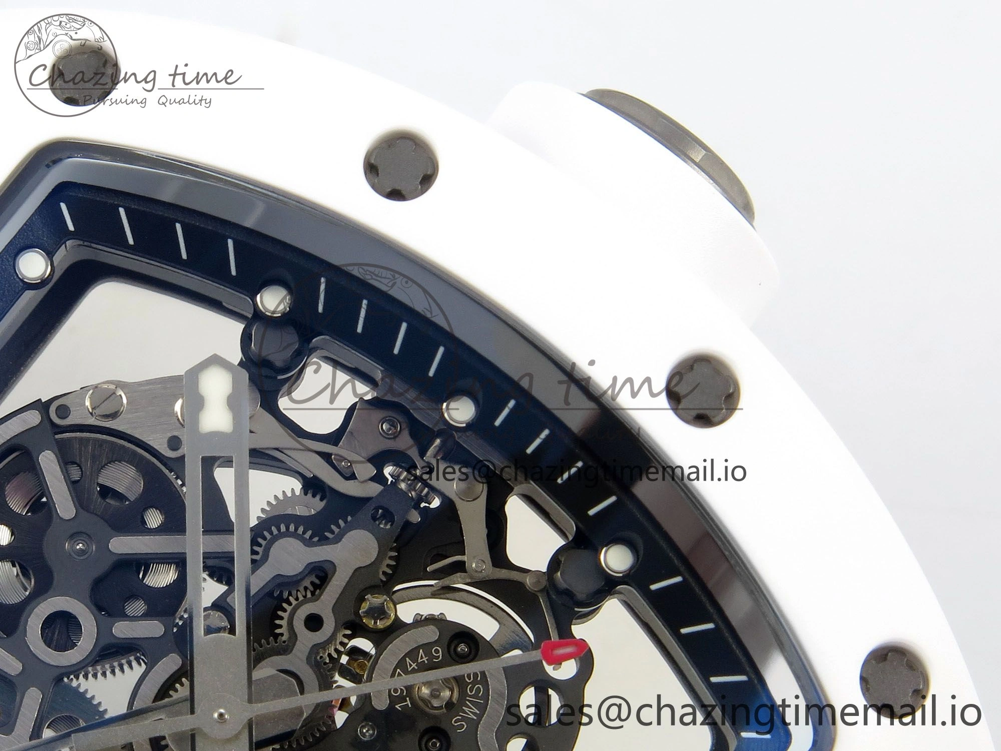 EasyCare RM055 White Ceramic ZF 1:1 Best Edition on Rubber Strap RMUL2 Super Clone V 9162
