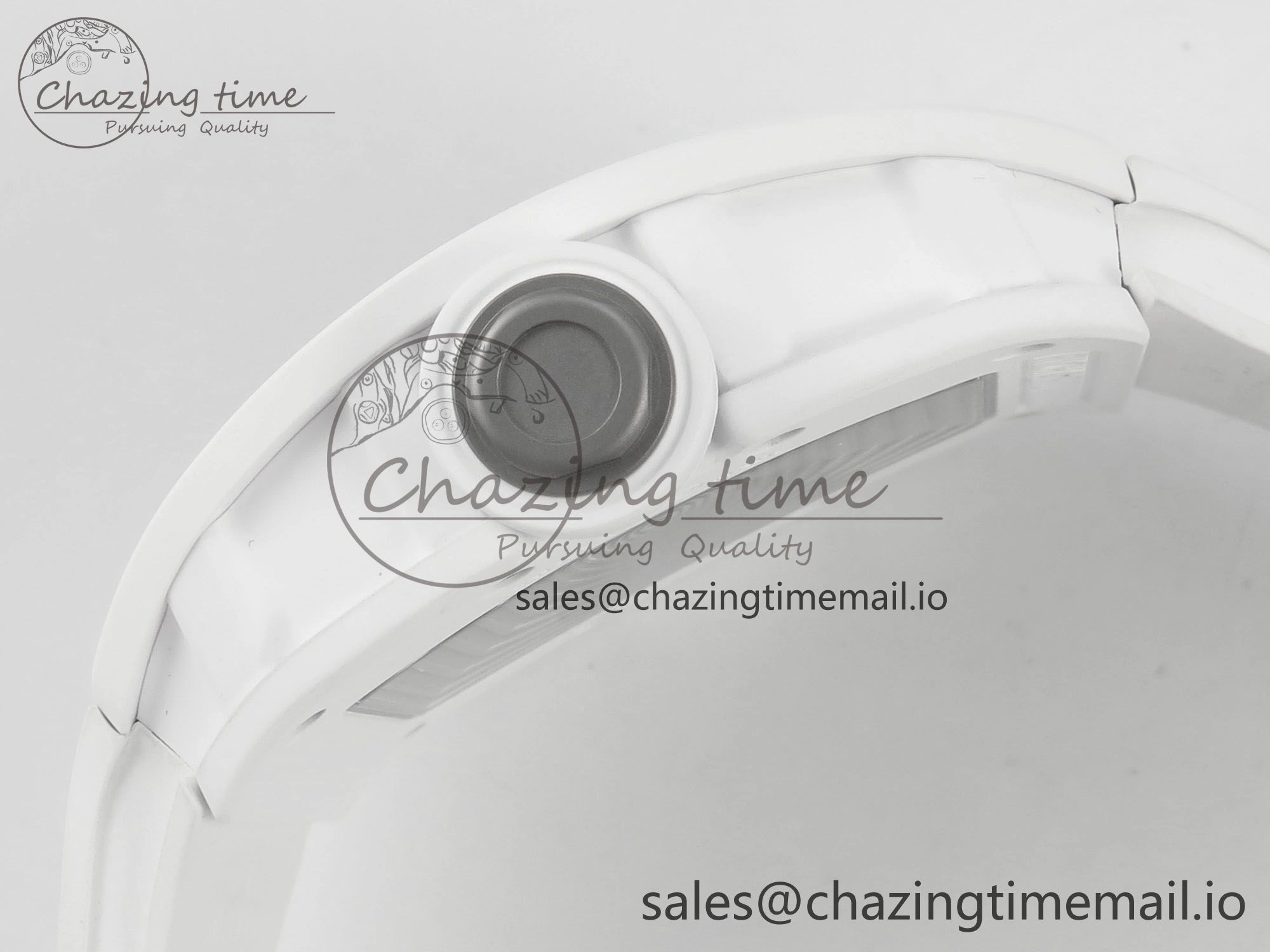 EasyCare RM055 White Ceramic ZF 1:1 Best Edition on Rubber Strap RMUL2 Super Clone V 9162