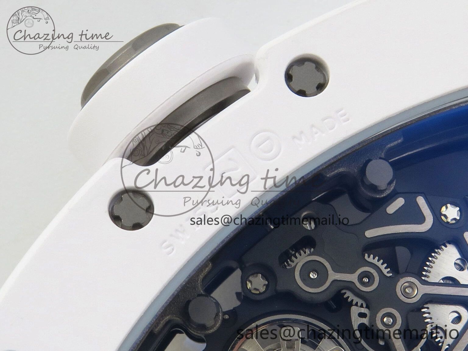 EasyCare RM055 White Ceramic ZF 1:1 Best Edition on Rubber Strap RMUL2 Super Clone V 9162