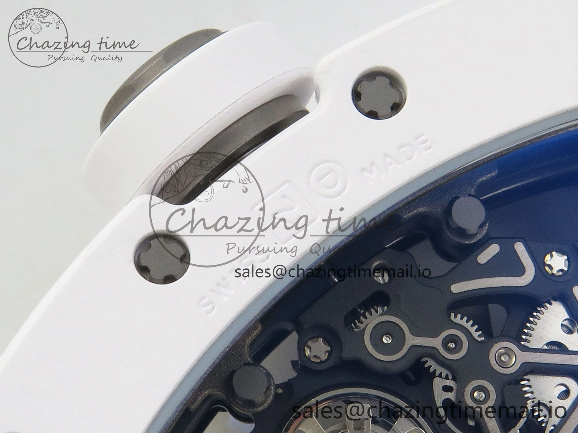 EasyCare RM055 White Ceramic ZF 1:1 Best Edition on Rubber Strap RMUL2 Super Clone V 9162