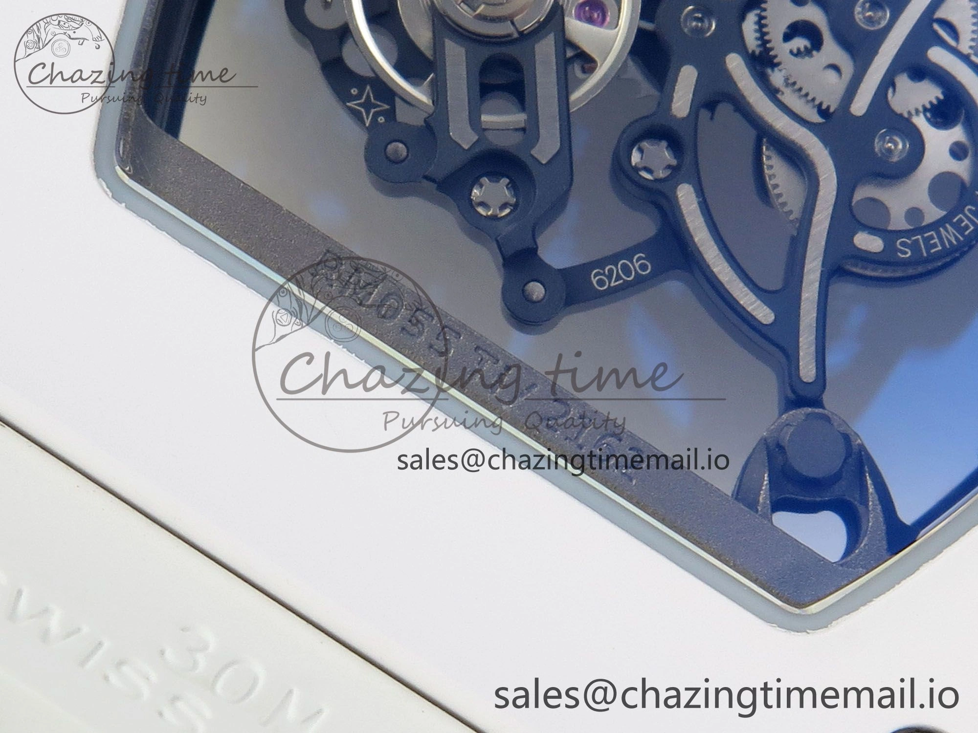 EasyCare RM055 White Ceramic ZF 1:1 Best Edition on Rubber Strap RMUL2 Super Clone V 9162