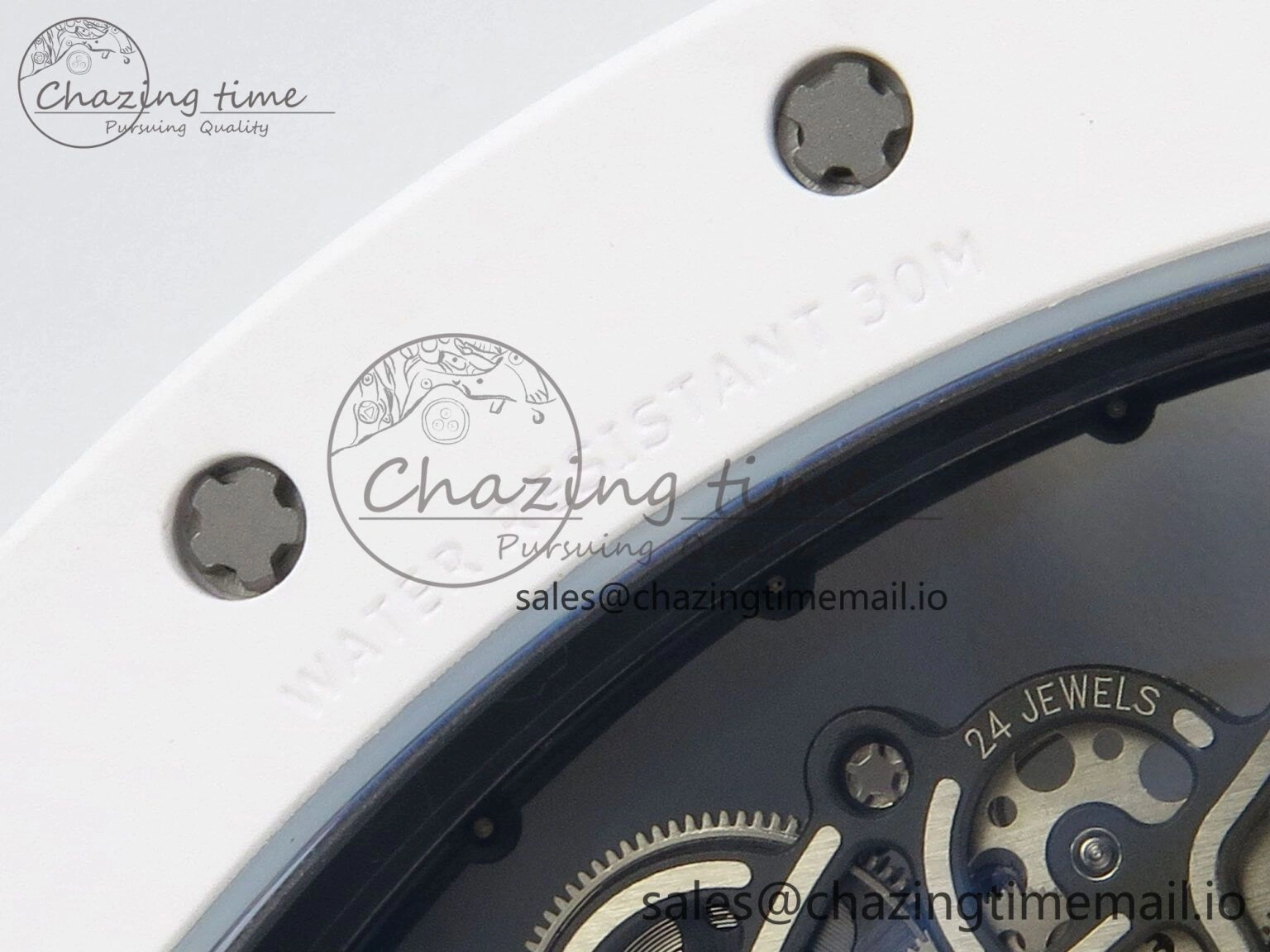 EasyCare RM055 White Ceramic ZF 1:1 Best Edition on Rubber Strap RMUL2 Super Clone V 9162