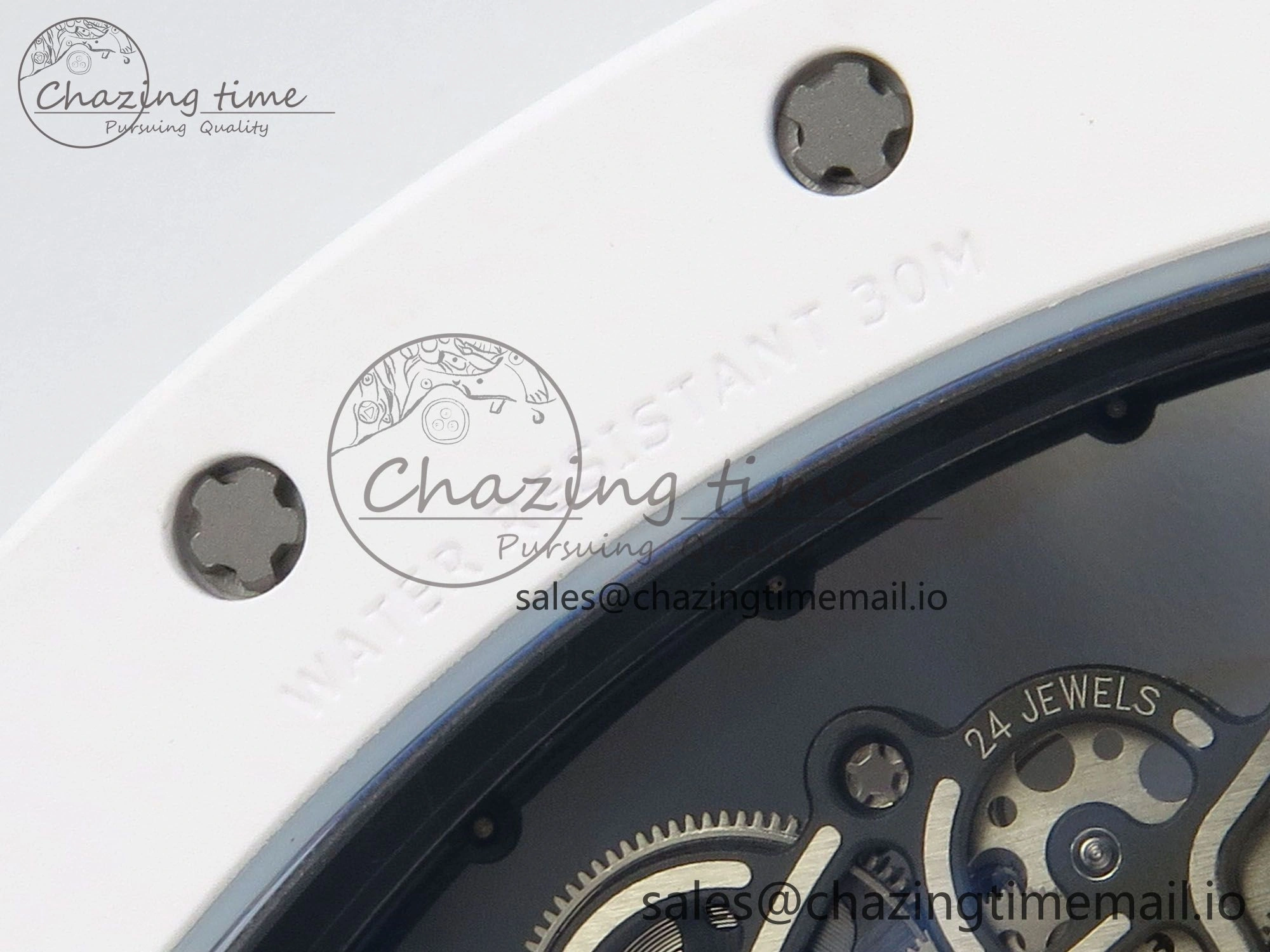 EasyCare RM055 White Ceramic ZF 1:1 Best Edition on Rubber Strap RMUL2 Super Clone V 9162