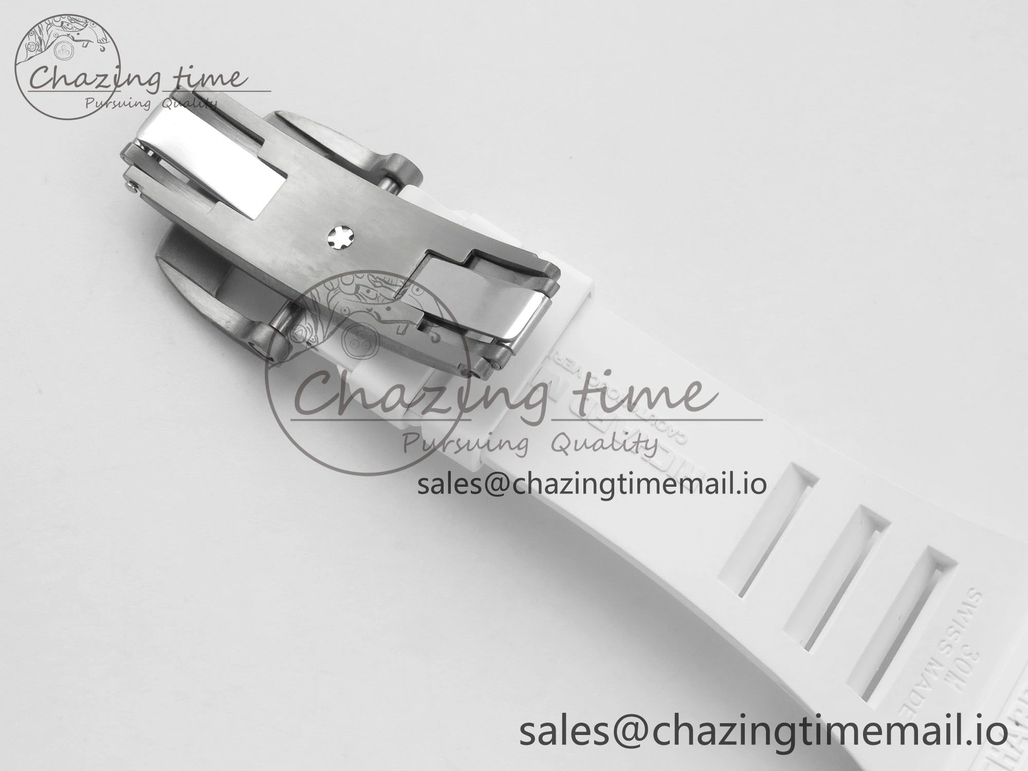 EasyCare RM055 White Ceramic ZF 1:1 Best Edition on Rubber Strap RMUL2 Super Clone V 9162