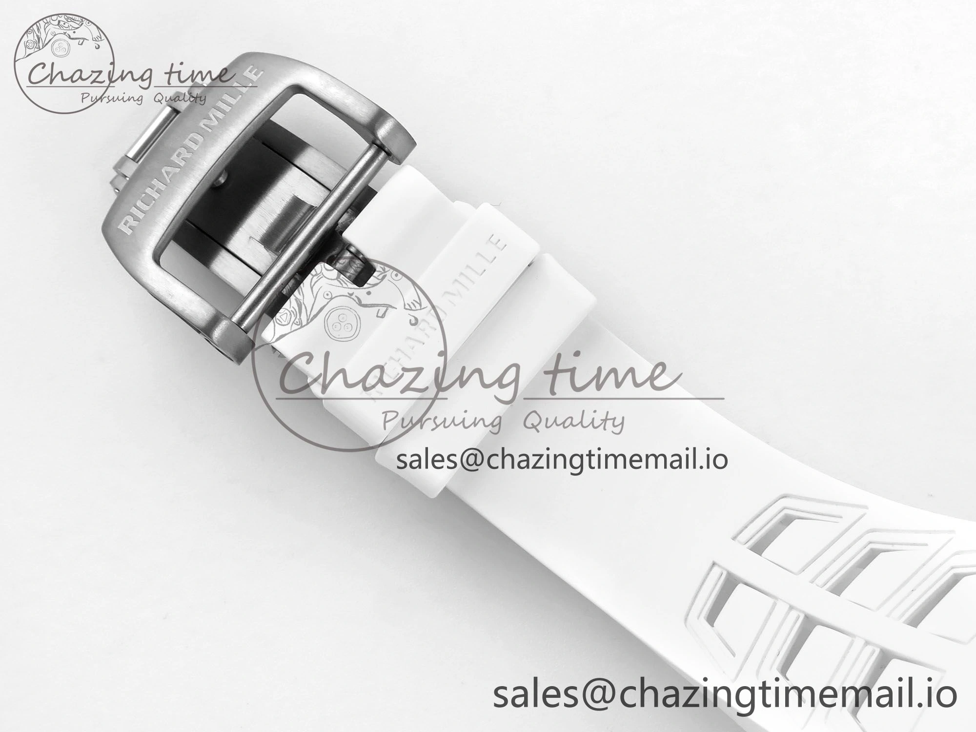 Affordable RM055 White Ceramic ZF 1:1 Best Edition on Shark Rubber Strap RMUL2 Super Clone 9200