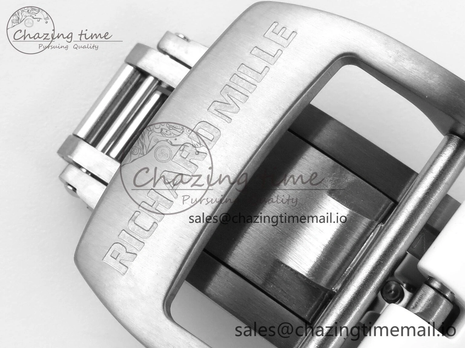 Affordable RM055 White Ceramic ZF 1:1 Best Edition on Shark Rubber Strap RMUL2 Super Clone 9200