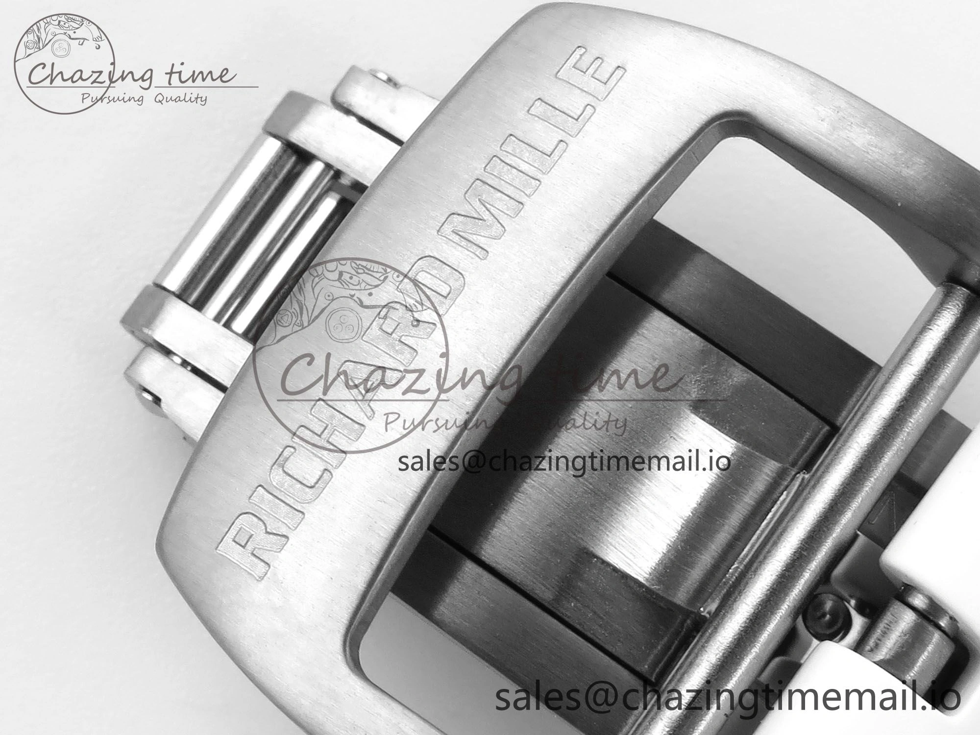 Affordable RM055 White Ceramic ZF 1:1 Best Edition on Shark Rubber Strap RMUL2 Super Clone 9200