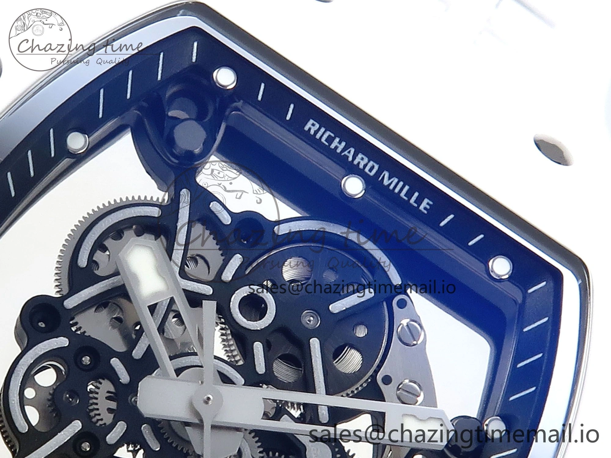 Affordable RM055 White Ceramic ZF 1:1 Best Edition on Shark Rubber Strap RMUL2 Super Clone 9200
