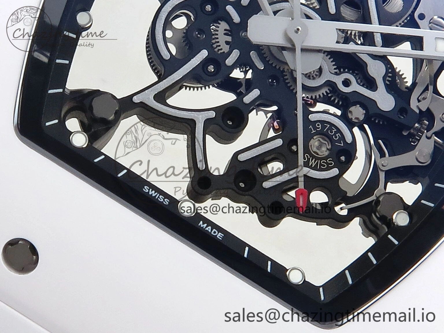 Affordable RM055 White Ceramic ZF 1:1 Best Edition on Shark Rubber Strap RMUL2 Super Clone 9200