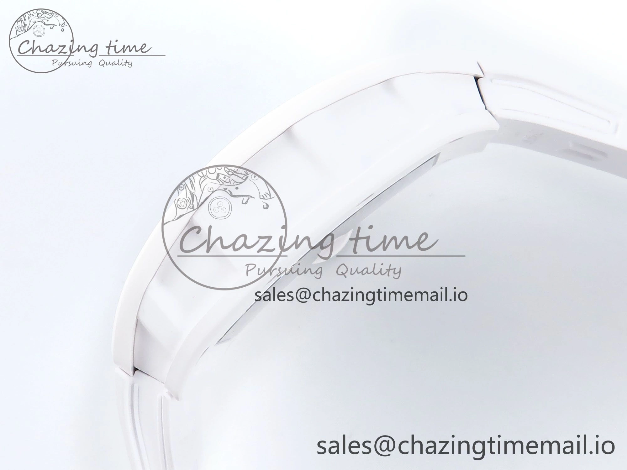 Affordable RM055 White Ceramic ZF 1:1 Best Edition on Shark Rubber Strap RMUL2 Super Clone 9200