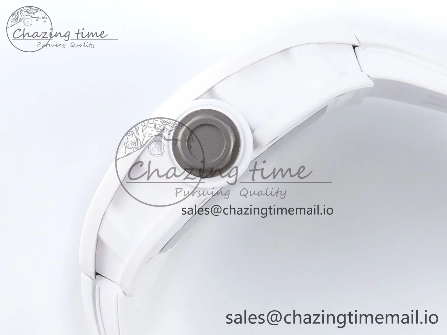 Affordable RM055 White Ceramic ZF 1:1 Best Edition on Shark Rubber Strap RMUL2 Super Clone 9200