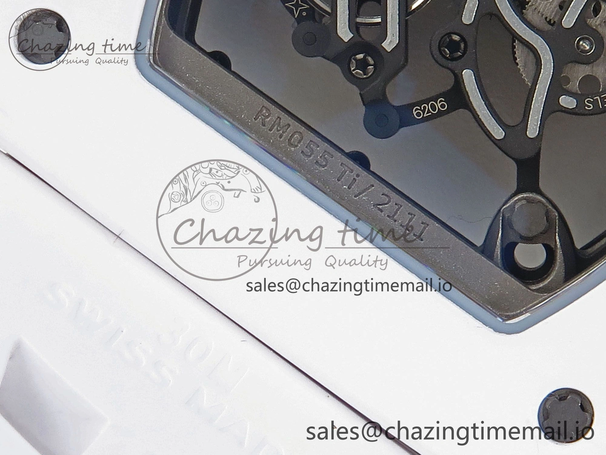 Affordable RM055 White Ceramic ZF 1:1 Best Edition on Shark Rubber Strap RMUL2 Super Clone 9200