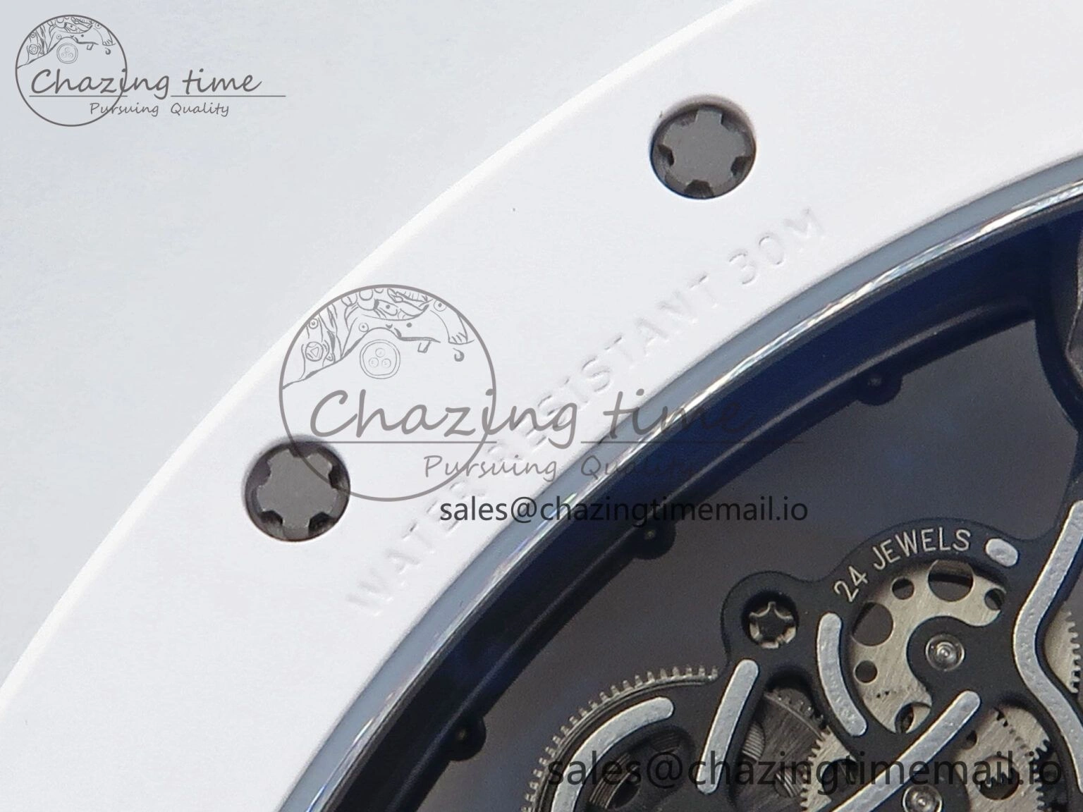 Affordable RM055 White Ceramic ZF 1:1 Best Edition on Shark Rubber Strap RMUL2 Super Clone 9200