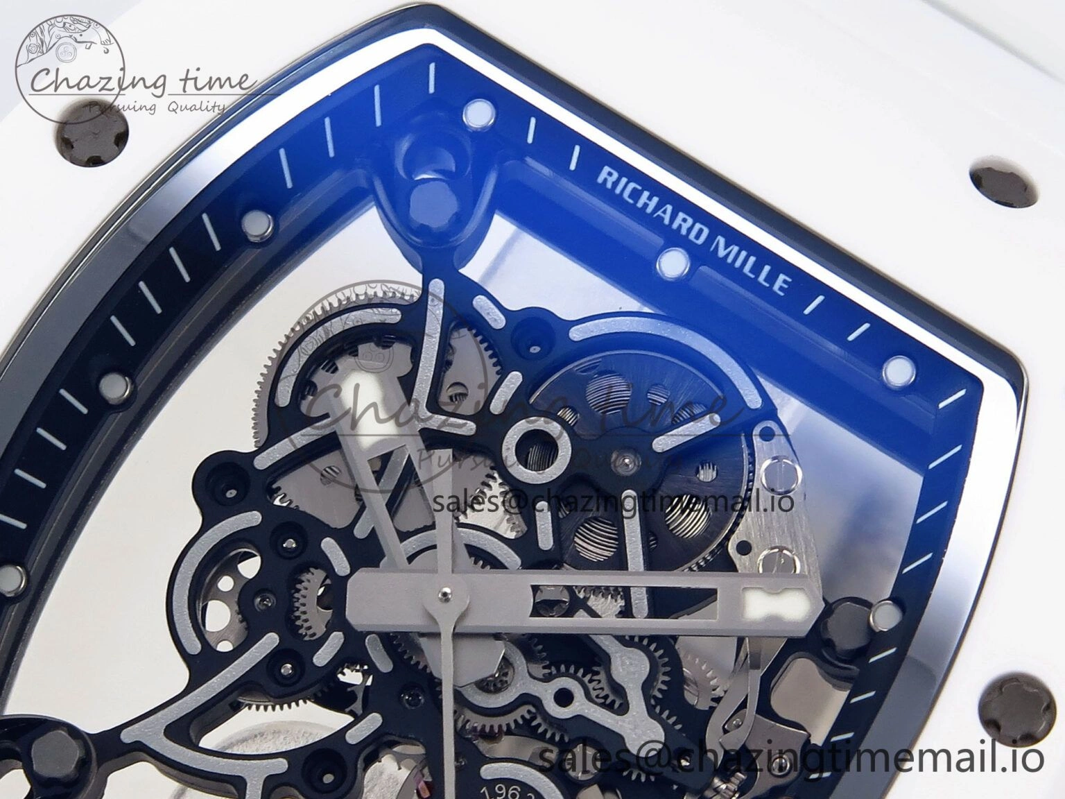 SoftTouch RM055 White Ceramic ZF 1:1 Best Edition on White Rubber Strap RMUL2 Super Clone 9248