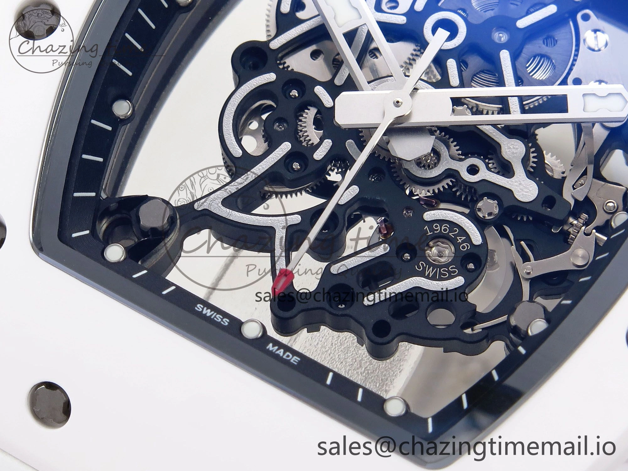 SoftTouch RM055 White Ceramic ZF 1:1 Best Edition on White Rubber Strap RMUL2 Super Clone 9248