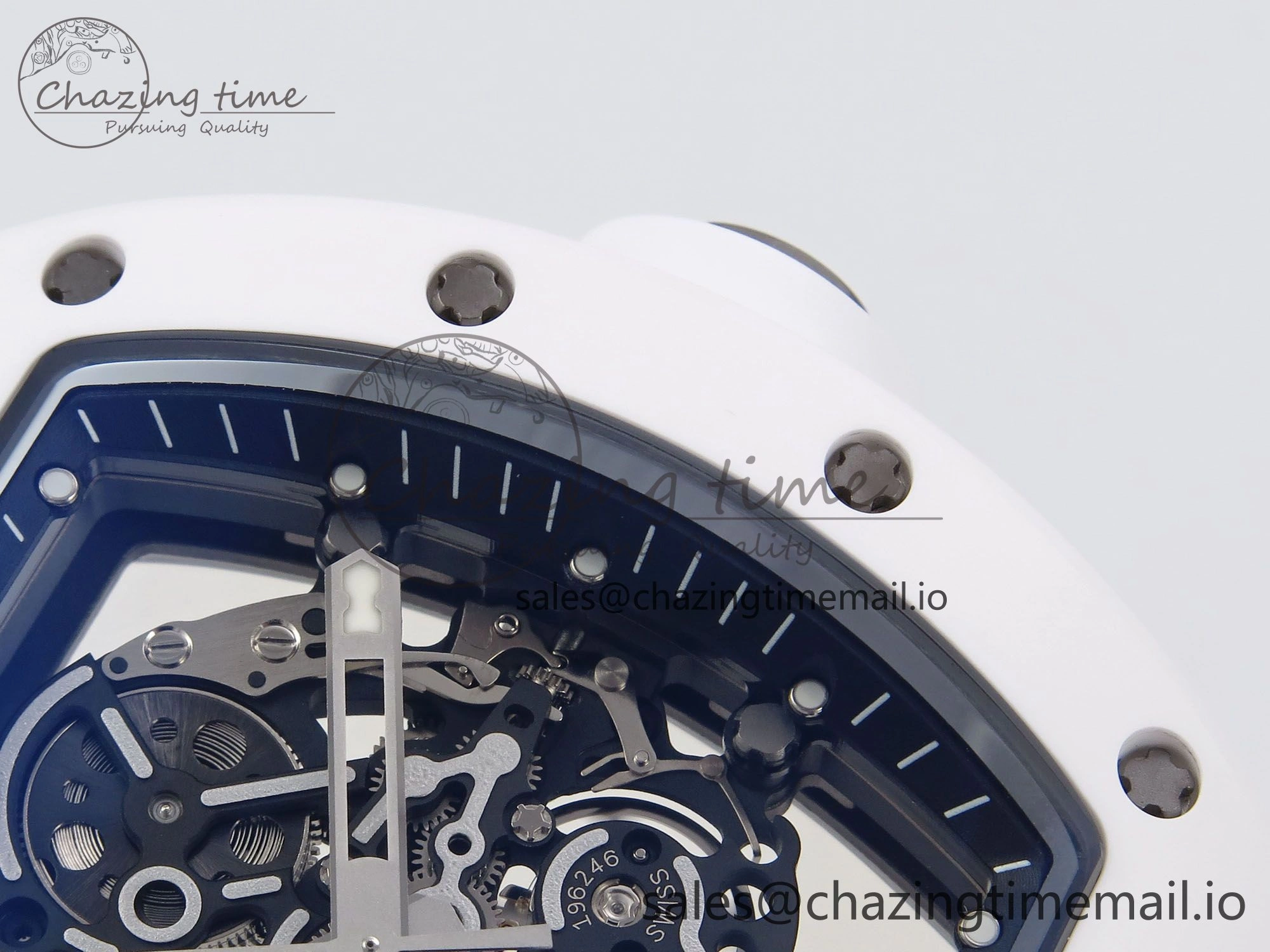SoftTouch RM055 White Ceramic ZF 1:1 Best Edition on White Rubber Strap RMUL2 Super Clone 9248