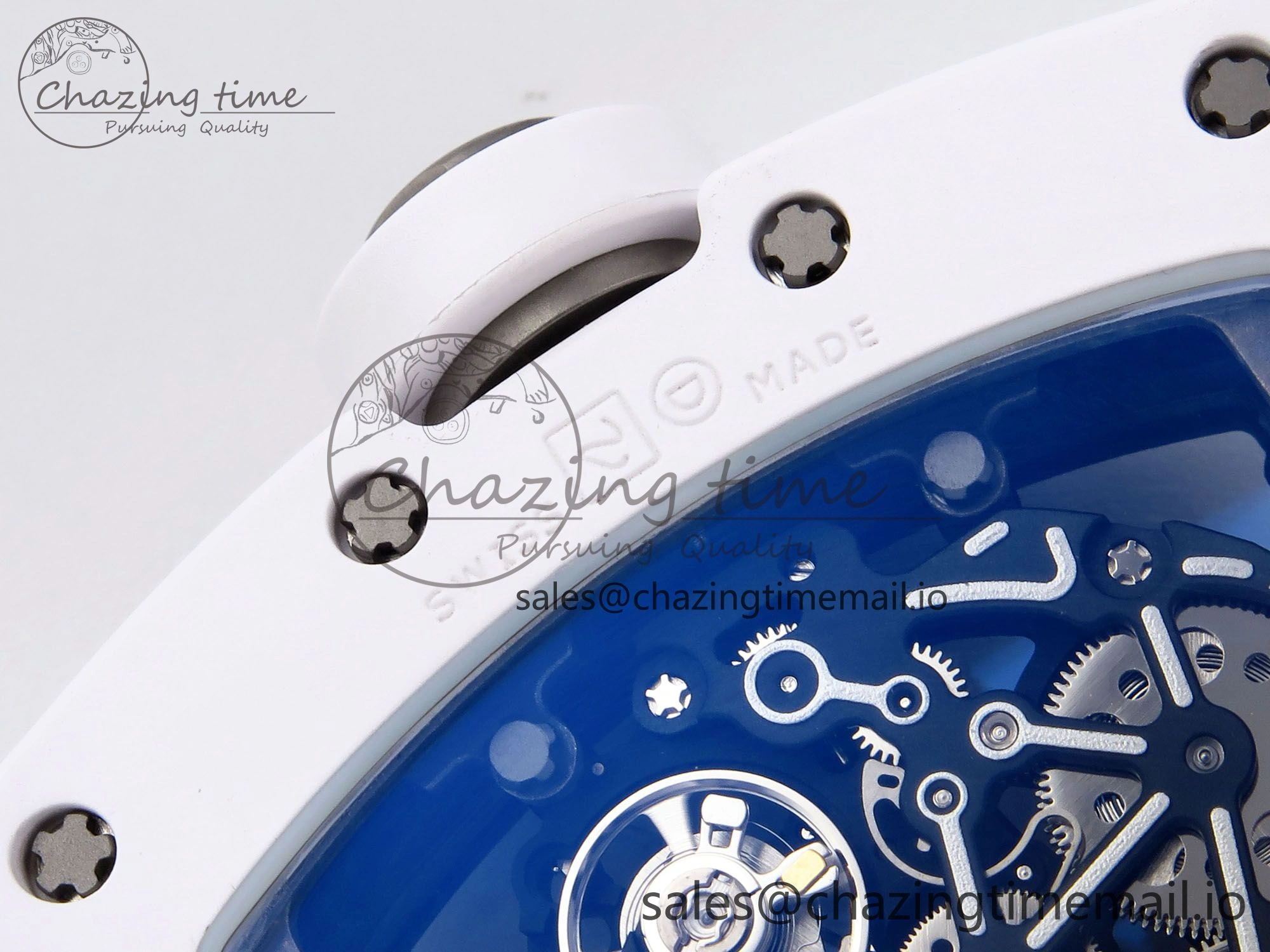 SoftTouch RM055 White Ceramic ZF 1:1 Best Edition on White Rubber Strap RMUL2 Super Clone 9248