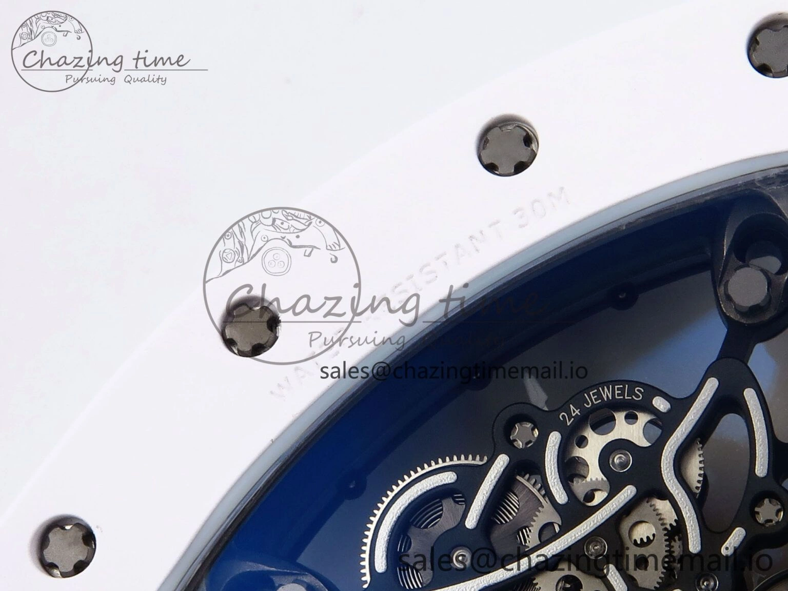 SoftTouch RM055 White Ceramic ZF 1:1 Best Edition on White Rubber Strap RMUL2 Super Clone 9248