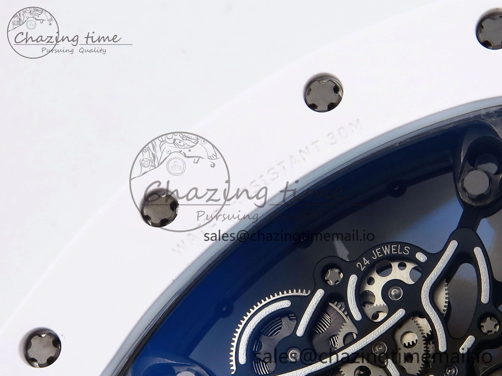 SoftTouch RM055 White Ceramic ZF 1:1 Best Edition on White Rubber Strap RMUL2 Super Clone 9248