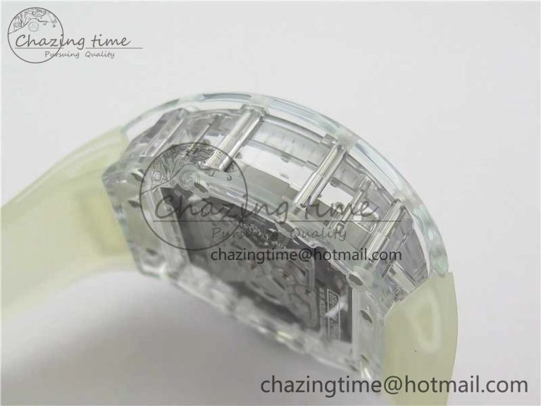 SunProtective RM056-02 Transparent Tourbillon EURF Best Edition Skeleton Dial on Rubber Strap V 9395