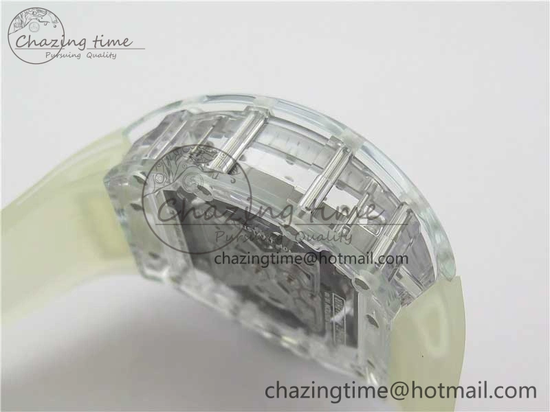 SunProtective RM056-02 Transparent Tourbillon EURF Best Edition Skeleton Dial on Rubber Strap V 9395