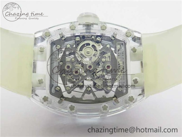 SunProtective RM056-02 Transparent Tourbillon EURF Best Edition Skeleton Dial on Rubber Strap V 9395