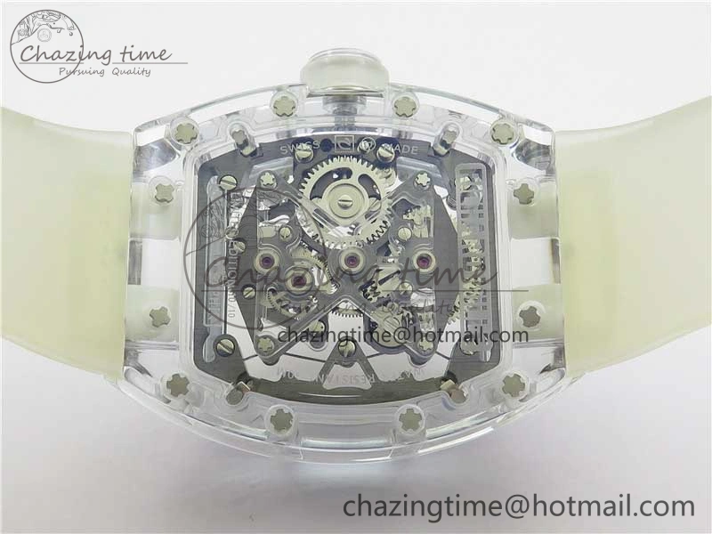 SunProtective RM056-02 Transparent Tourbillon EURF Best Edition Skeleton Dial on Rubber Strap V 9395
