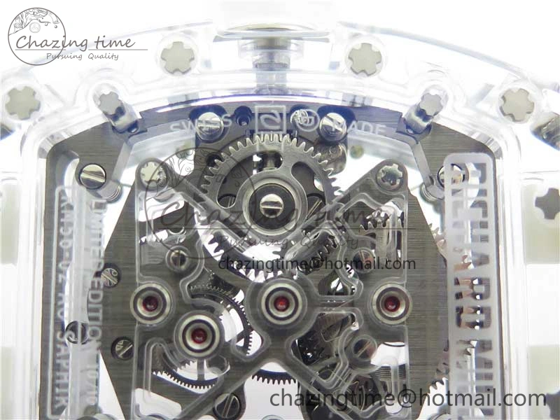 SunProtective RM056-02 Transparent Tourbillon EURF Best Edition Skeleton Dial on Rubber Strap V 9395