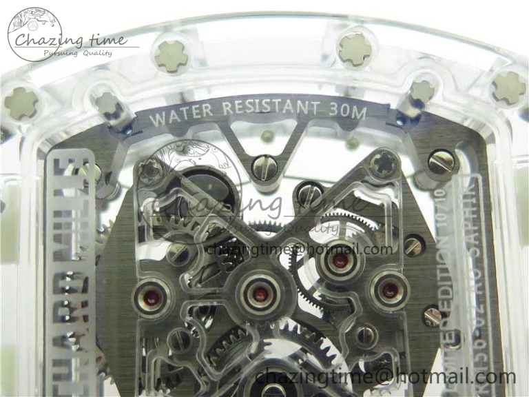 SunProtective RM056-02 Transparent Tourbillon EURF Best Edition Skeleton Dial on Rubber Strap V 9395