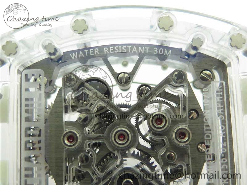 SunProtective RM056-02 Transparent Tourbillon EURF Best Edition Skeleton Dial on Rubber Strap V 9395