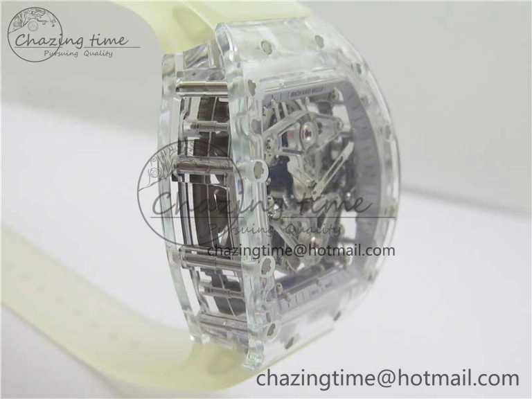 SunProtective RM056-02 Transparent Tourbillon EURF Best Edition Skeleton Dial on Rubber Strap V 9395