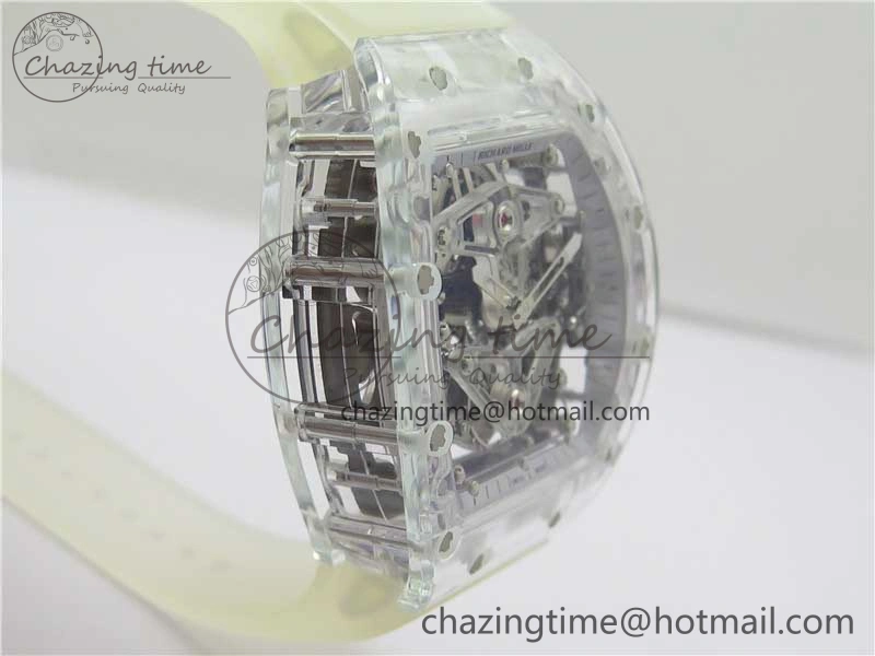 SunProtective RM056-02 Transparent Tourbillon EURF Best Edition Skeleton Dial on Rubber Strap V 9395