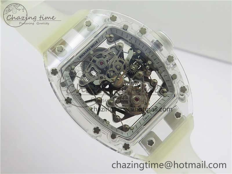 SunProtective RM056-02 Transparent Tourbillon EURF Best Edition Skeleton Dial on Rubber Strap V 9395