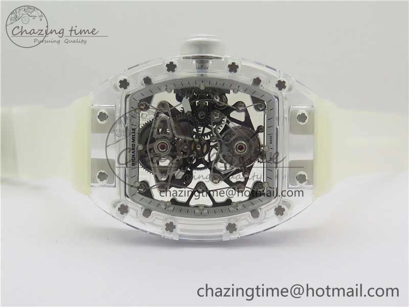 SunProtective RM056-02 Transparent Tourbillon EURF Best Edition Skeleton Dial on Rubber Strap V 9395