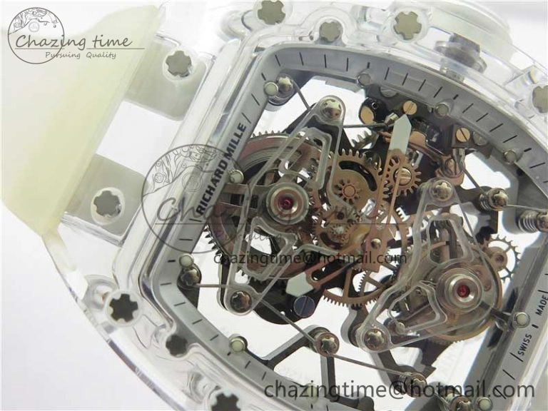 SunProtective RM056-02 Transparent Tourbillon EURF Best Edition Skeleton Dial on Rubber Strap V 9395