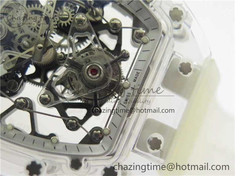 SunProtective RM056-02 Transparent Tourbillon EURF Best Edition Skeleton Dial on Rubber Strap V 9395