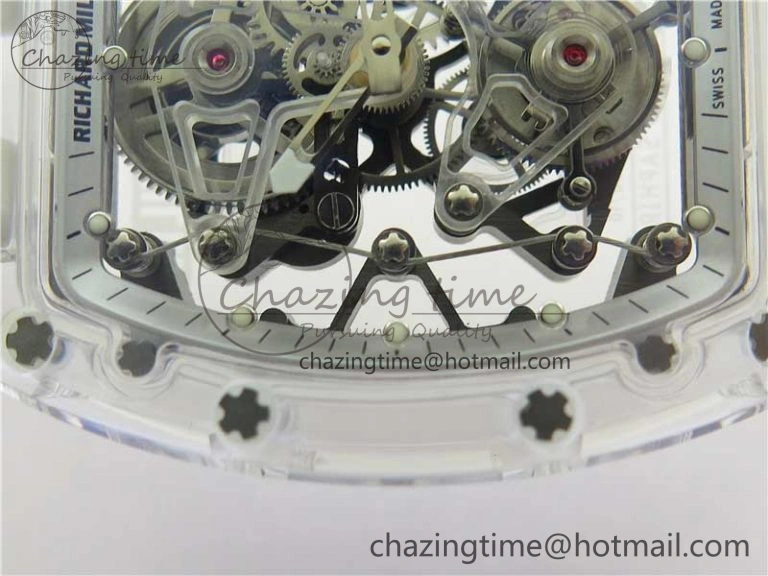 SunProtective RM056-02 Transparent Tourbillon EURF Best Edition Skeleton Dial on Rubber Strap V 9395