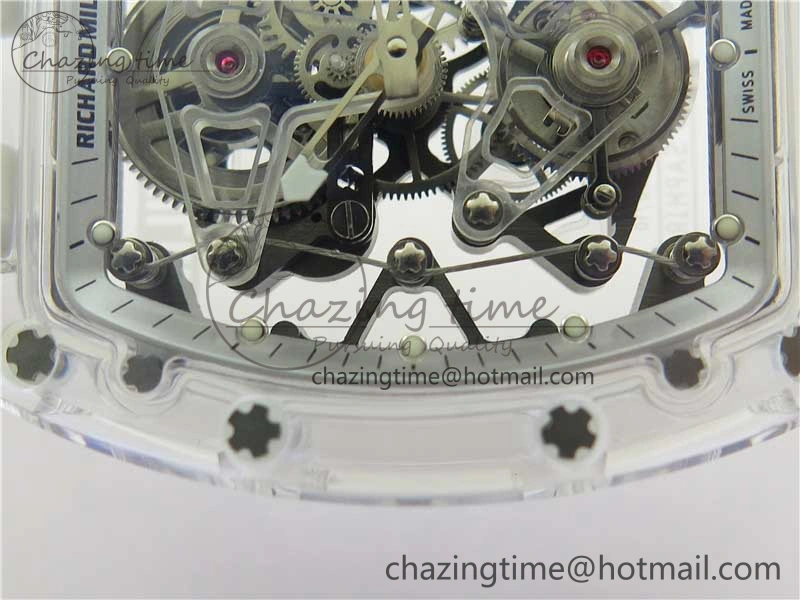 SunProtective RM056-02 Transparent Tourbillon EURF Best Edition Skeleton Dial on Rubber Strap V 9395