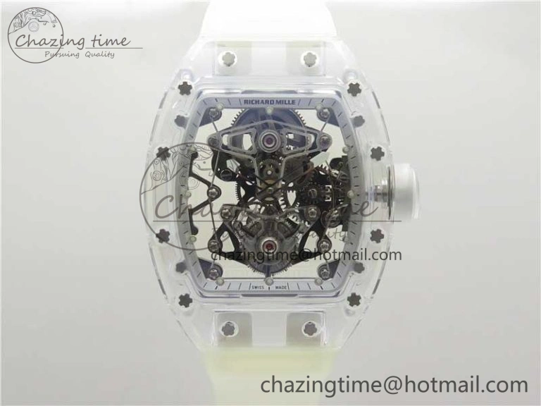 SunProtective RM056-02 Transparent Tourbillon EURF Best Edition Skeleton Dial on Rubber Strap V 9395