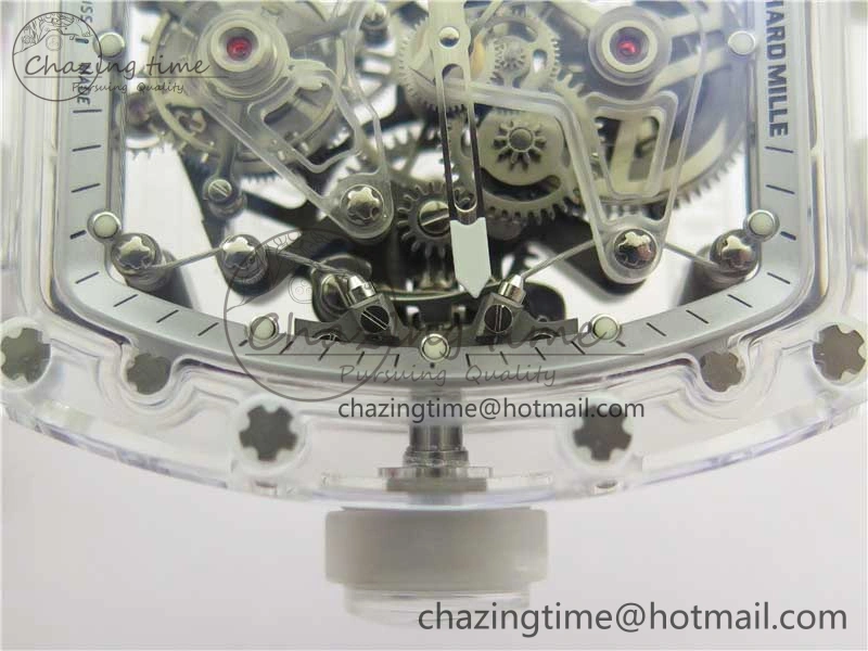 SunProtective RM056-02 Transparent Tourbillon EURF Best Edition Skeleton Dial on Rubber Strap V 9395