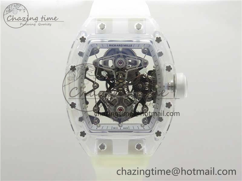 SunProtective RM056-02 Transparent Tourbillon EURF Best Edition Skeleton Dial on Rubber Strap V 9395