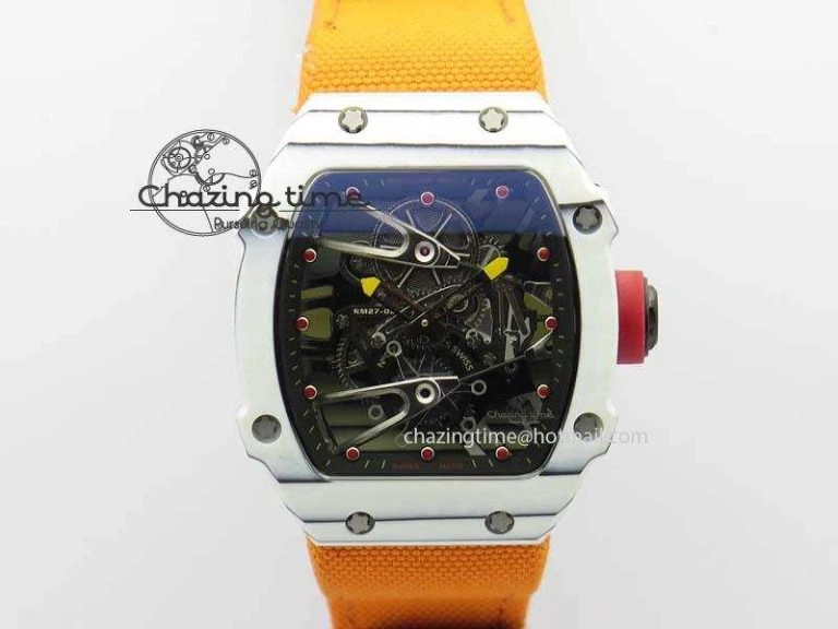 RM056 RMF Red Inner Bezel Skeleton Dial On Transparent Rubber Strap MIYOTA SunProtective 9581