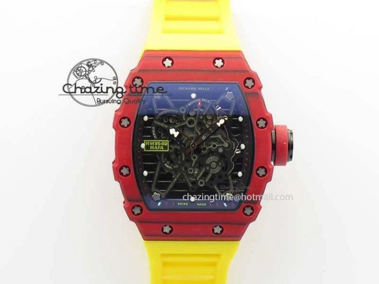 RM056 RMF Red Inner Bezel Skeleton Dial On Transparent Rubber Strap MIYOTA SunProtective 9581