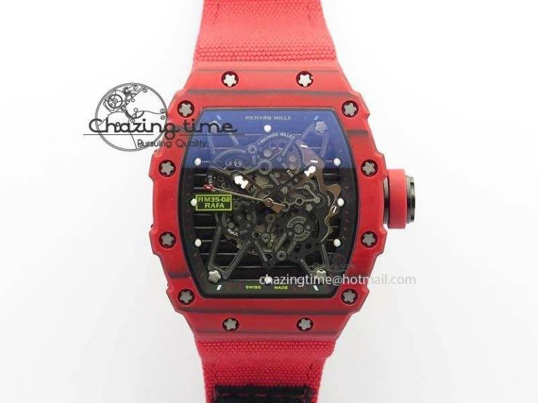 RM056 RMF Red Inner Bezel Skeleton Dial On Transparent Rubber Strap MIYOTA SunProtective 9581