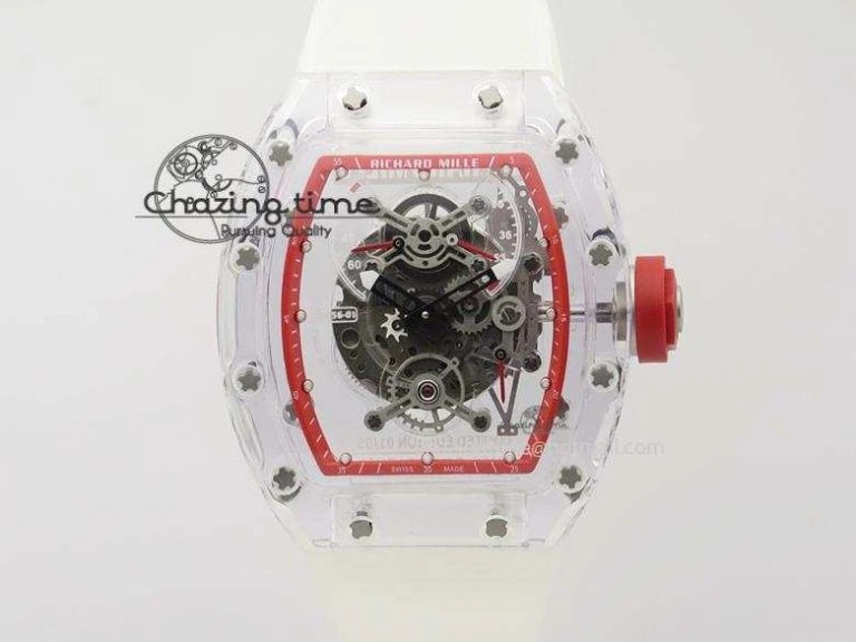 RM056 RMF Red Inner Bezel Skeleton Dial On Transparent Rubber Strap MIYOTA SunProtective 9581