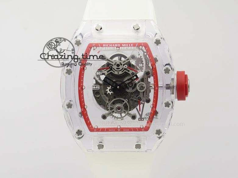 RM056 RMF Red Inner Bezel Skeleton Dial On Transparent Rubber Strap MIYOTA SunProtective 9581