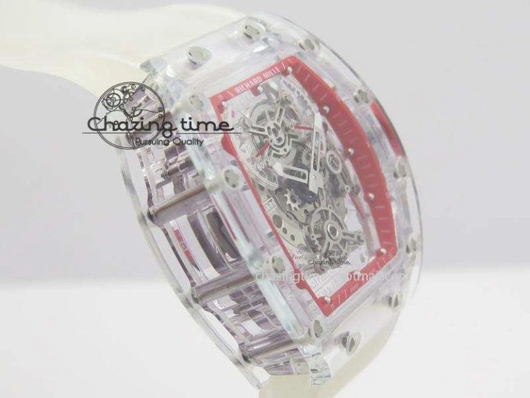 RM056 RMF Red Inner Bezel Skeleton Dial On Transparent Rubber Strap MIYOTA SunProtective 9581