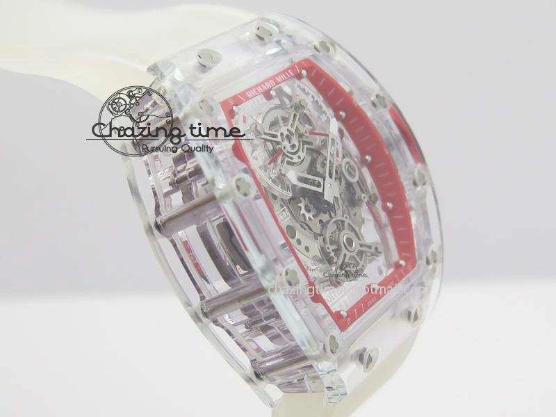RM056 RMF Red Inner Bezel Skeleton Dial On Transparent Rubber Strap MIYOTA SunProtective 9581
