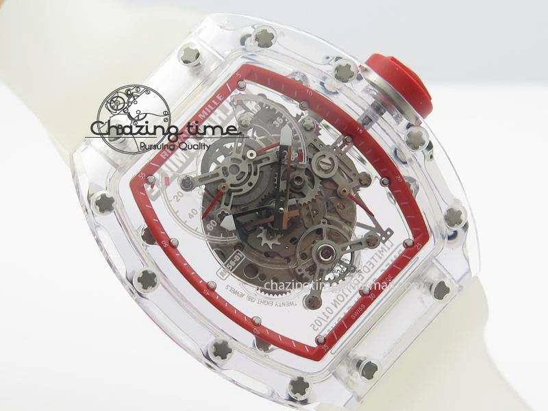 RM056 RMF Red Inner Bezel Skeleton Dial On Transparent Rubber Strap MIYOTA SunProtective 9581