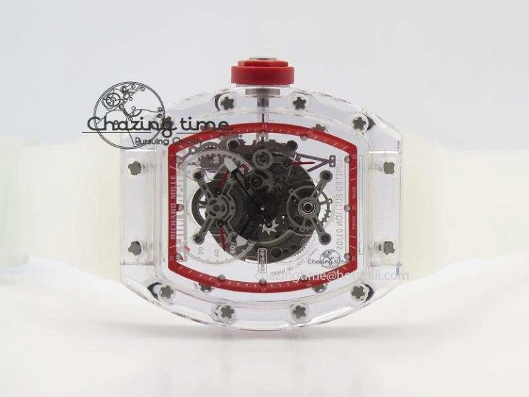 RM056 RMF Red Inner Bezel Skeleton Dial On Transparent Rubber Strap MIYOTA SunProtective 9581